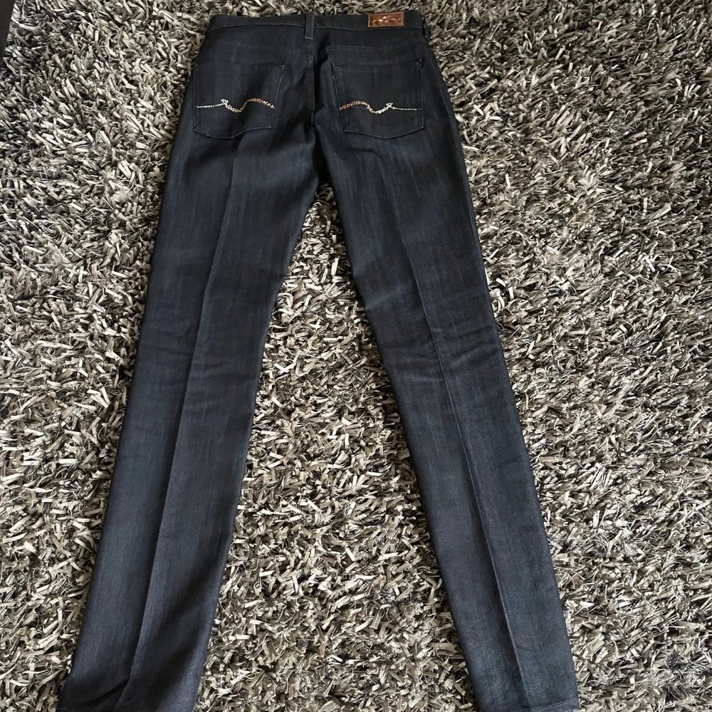 7 FOR ALL MANKIND Straight jeans Sz 26 with Swarovski crystals.  BEAUTIFUL!!